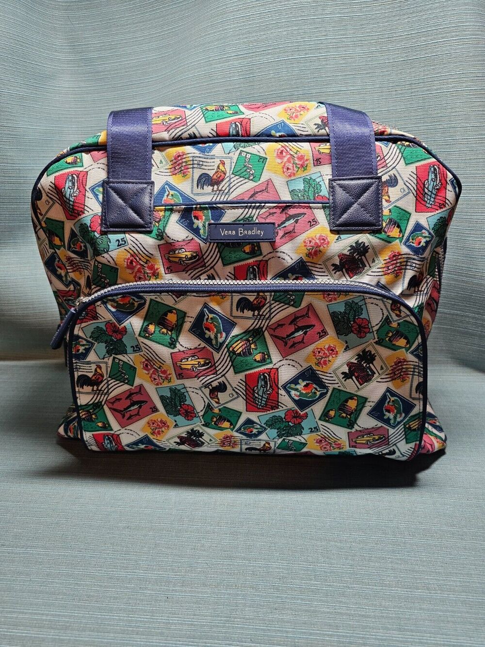 Vera Bradley Lighten Up Go Anywhere Carry-On Travel Bag Cuban Stamps RETIRED